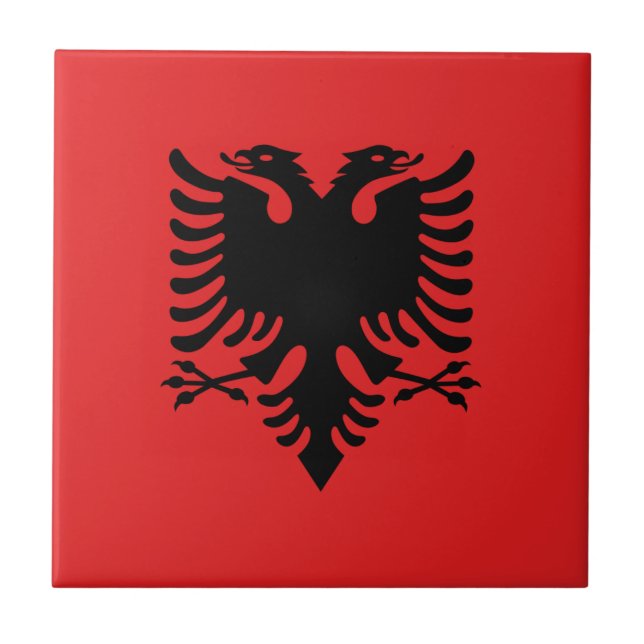 Azulejo De Cerâmica Bandeira de Albânia - Flamuri mim Shqipërisë (Frente)