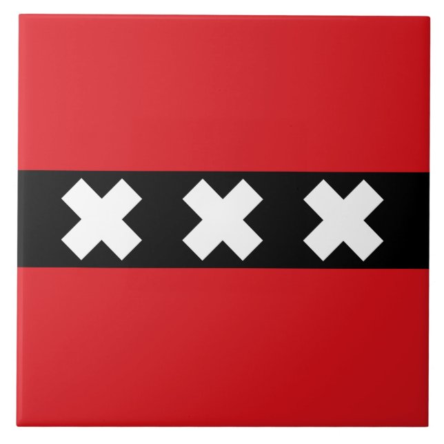 Azulejo De Cerâmica Bandeira de Amesterdã (Frente)