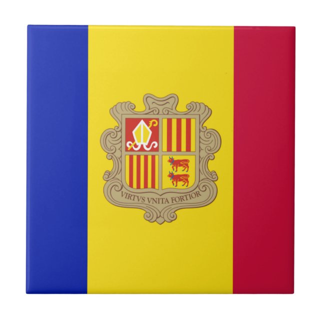 Azulejo De Cerâmica Bandeira de Andorra (Frente)