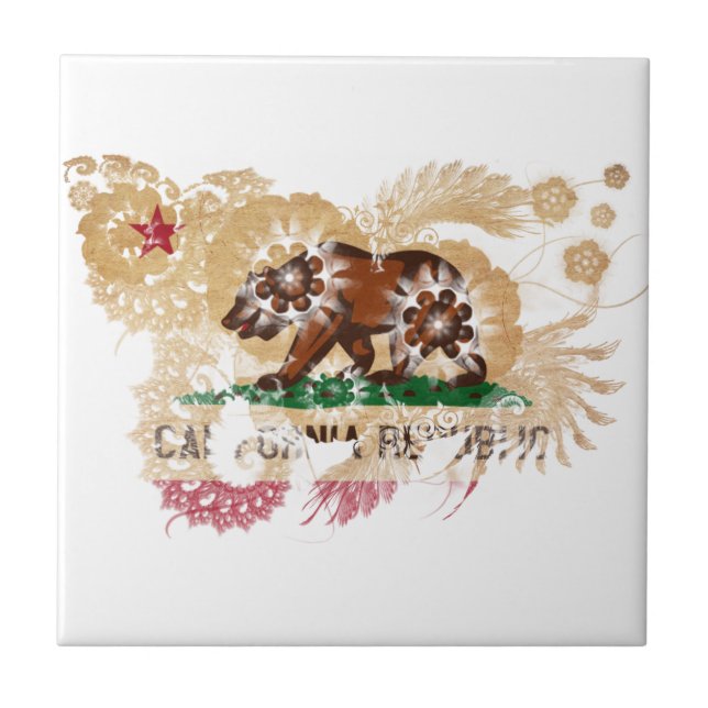 Azulejo De Cerâmica Bandeira de Califórnia (Frente)