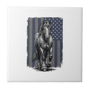 Azulejo De Cerâmica Bandeira de Cavalo de Trato Patriótico Vintage Des