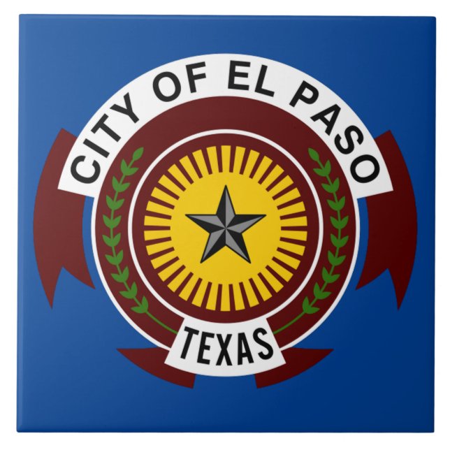Azulejo De Cerâmica Bandeira de El Paso (Frente)