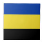 Azulejo De Cerâmica Bandeira de Gelderland<br><div class="desc">Bandeira de Gelderland,  uma província dos Países Baixos. A bandeira é um tricolor horizontal de azul,  amarelo e preto. Suas cores se originam do casaco de braços de Gelderland que,  por sua vez,  se baseava no casaco de braços do Hertogdom Gelre.</div>