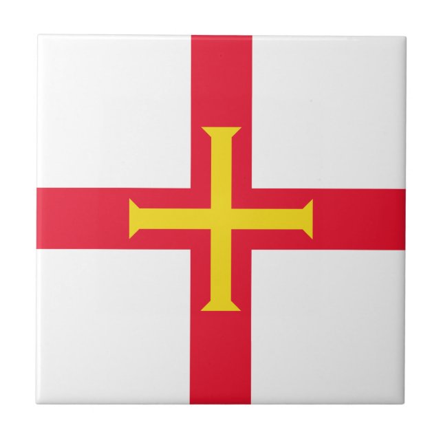 Azulejo De Cerâmica Bandeira de Guernsey (Frente)