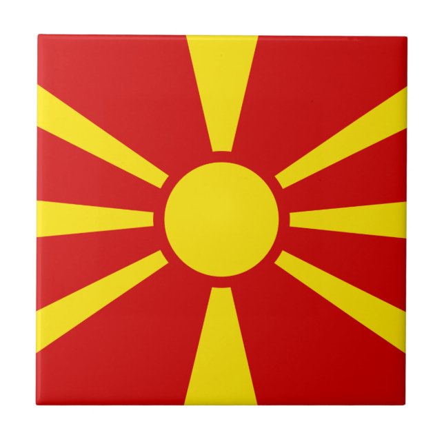 Azulejo De Cerâmica Bandeira de Macedónia (Frente)