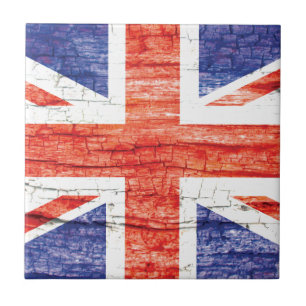 Azulejo De Cerâmica Bandeira de madeira de Union Jack Ingleses do