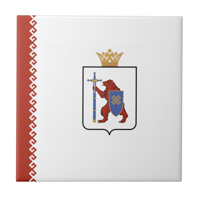 Azulejo De Cerâmica Bandeira de Mari El (Frente)