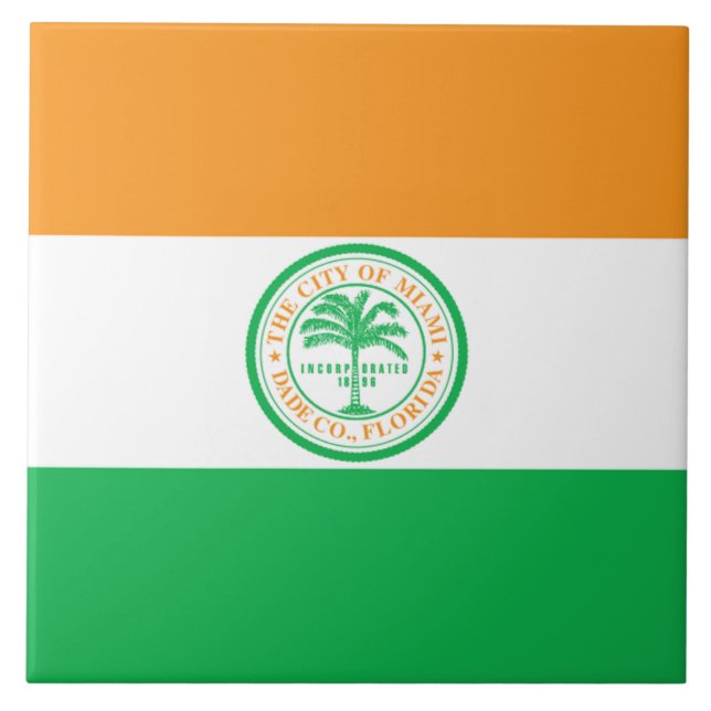 Azulejo De Cerâmica Bandeira de Miami (Frente)