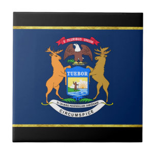 Azulejo De Cerâmica bandeira de Michigan