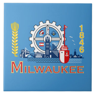 Azulejo De Cerâmica Bandeira de Milwaukee (Wisconsin)