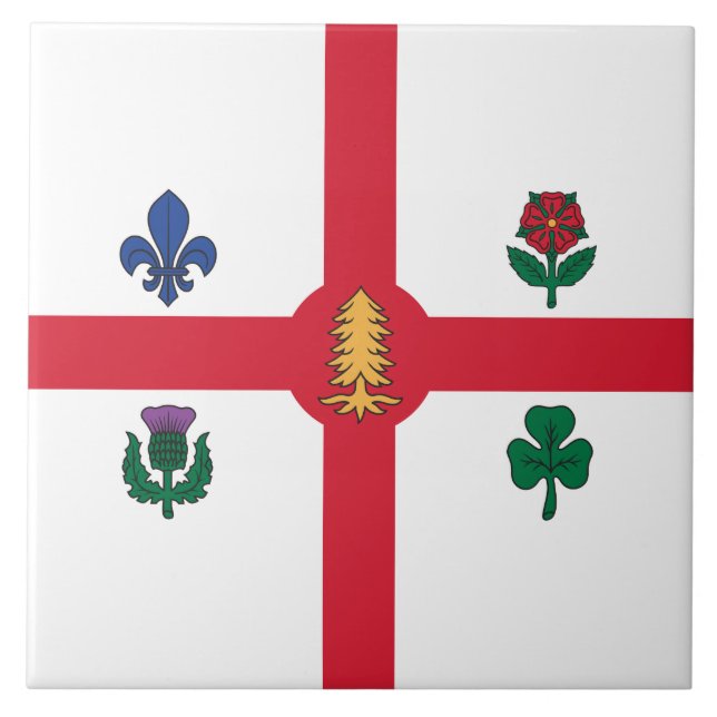 Azulejo De Cerâmica Bandeira de Montreal (Quebec, Canadá) (Frente)