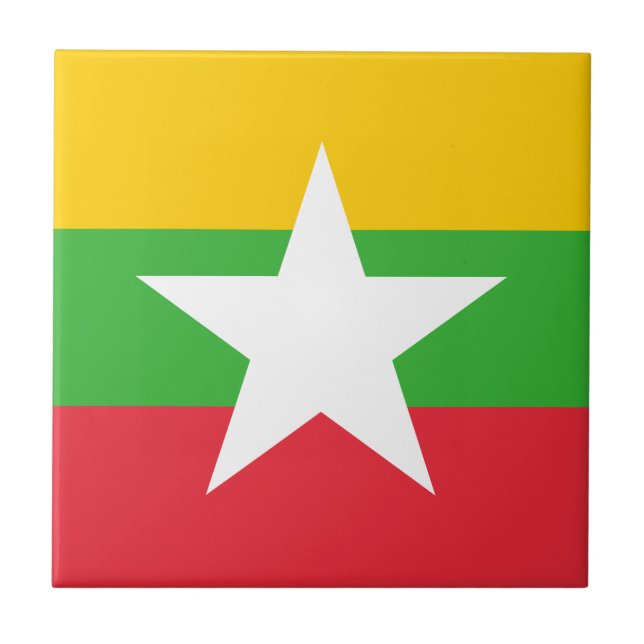 Azulejo De Cerâmica Bandeira de Myanmar (Frente)