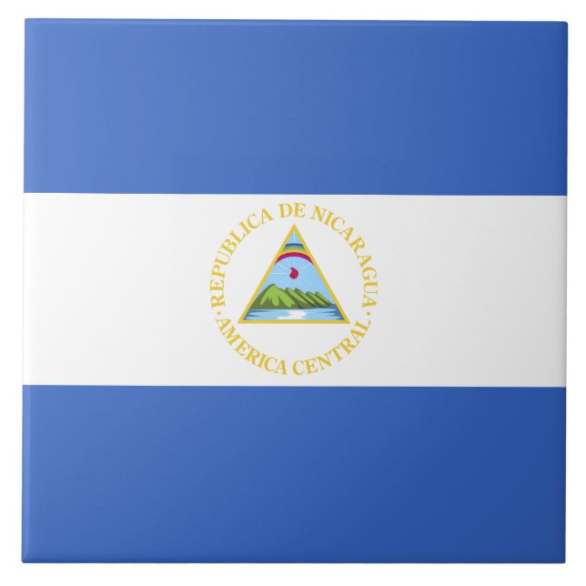 Azulejo De Cerâmica Bandeira de Nicarágua (Frente)