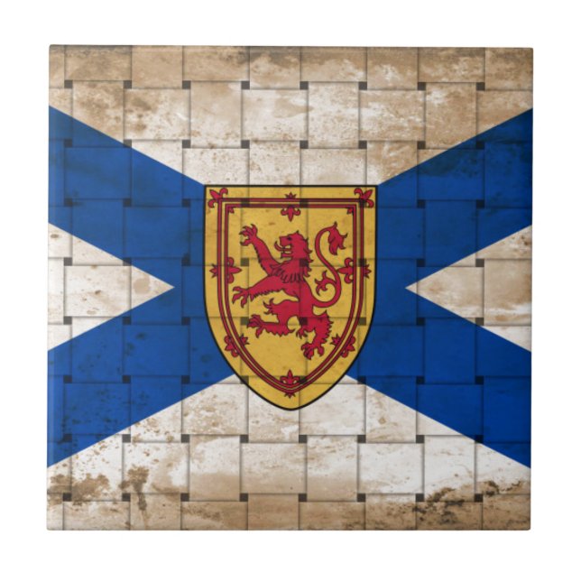 Azulejo De Cerâmica Bandeira de Nova Scotia Distorcida (Frente)