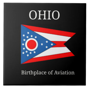Azulejo De Cerâmica Bandeira de Ohio, rotulada