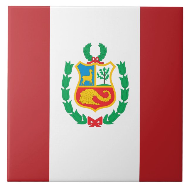 Azulejo De Cerâmica Bandeira de Peru (Frente)