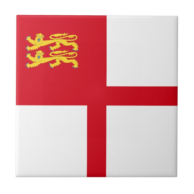 Azulejo De Cerâmica Bandeira de Sark (Frente)