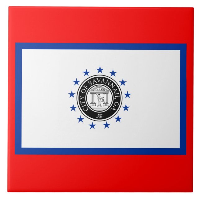 Azulejo De Cerâmica Bandeira de Savana (Geórgia) (Frente)