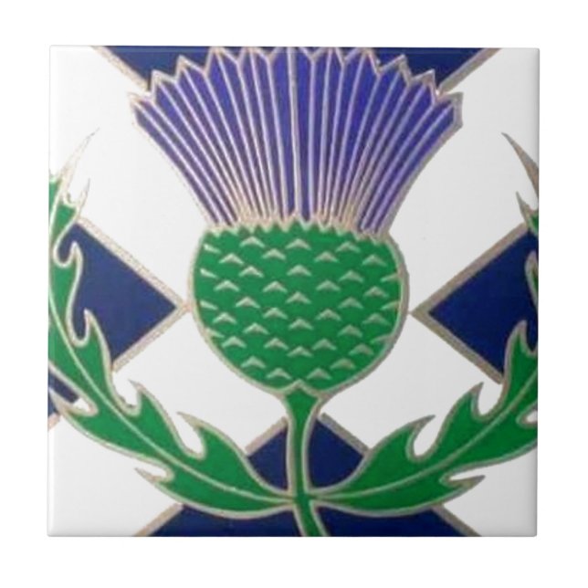 Azulejo De Cerâmica Bandeira de Scotland e de cardo (Frente)