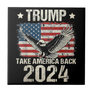 Azulejo De Cerâmica Bandeira de Trump 2024 toma a América de volta hom