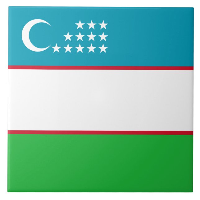 Azulejo De Cerâmica Bandeira de Uzbekistan (Frente)