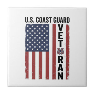 Azulejo De Cerâmica Bandeira de Veterano da Guarda Costeira Design Vet