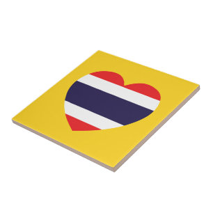 Azulejo De Cerâmica Bandeira do coração de Tailândia