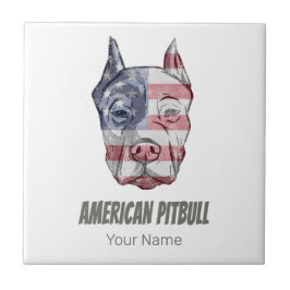 Azulejo De Cerâmica Bandeira do Dog Vintage em Pitbull Americano Terri