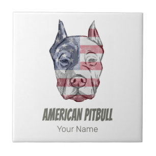 Azulejo De Cerâmica Bandeira do Dog Vintage em Pitbull Americano Terri