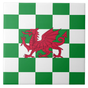Azulejo De Cerâmica Bandeira do Dragão Céltico Vermelho Místico do Paí