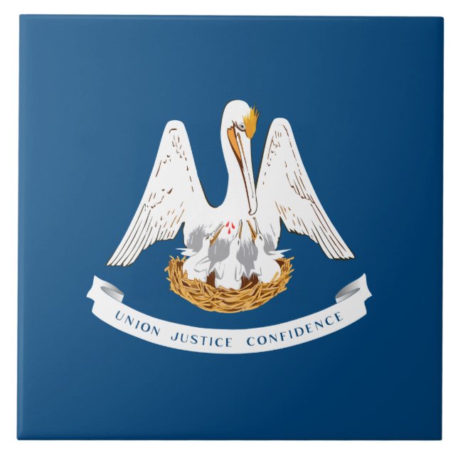 Azulejo De Cerâmica Bandeira do Estado da Louisiana (Frente)