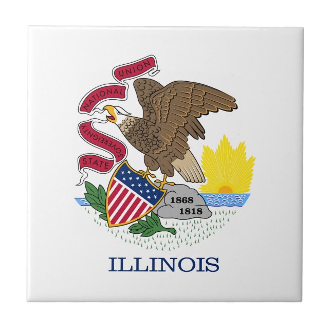 Azulejo De Cerâmica Bandeira do Estado de Illinois (Frente)