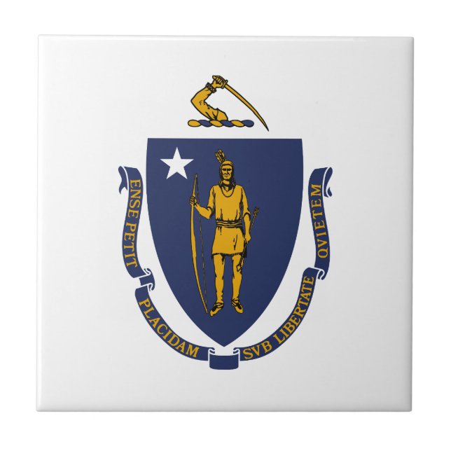 Azulejo De Cerâmica Bandeira do Estado de Massachusetts (Frente)