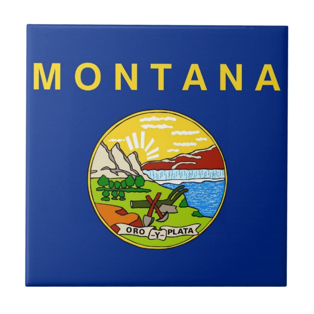 Azulejo De Cerâmica Bandeira do estado de Montana (Frente)