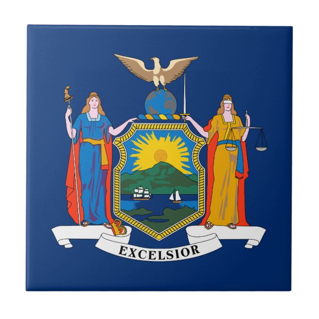 Azulejo De Cerâmica Bandeira do Estado de Nova York (Frente)