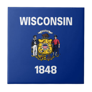 Azulejo De Cerâmica Bandeira do Estado de Wisconsin