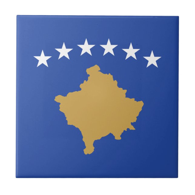 Azulejo De Cerâmica Bandeira do Kosovo (Frente)
