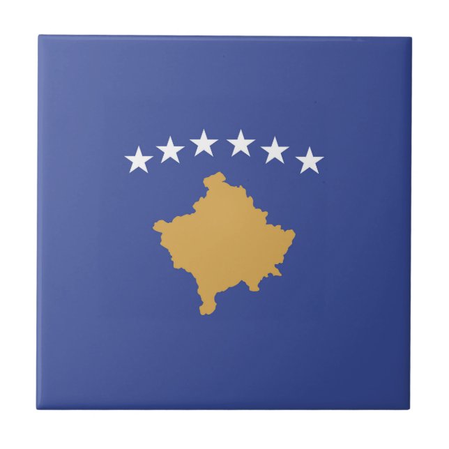 Azulejo De Cerâmica Bandeira do Kosovo (Frente)