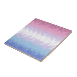 Azulejo De Cerâmica Bandeira do Orgulho Boho Pastel Fluffy Abstrato Bi