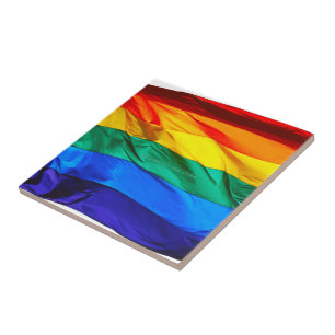 Azulejo De Cerâmica Bandeira do orgulho gay SlipperyJoe's ondulando ve