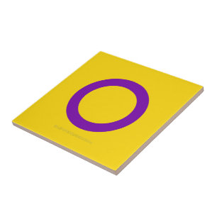 Azulejo De Cerâmica Bandeira do orgulho intersexo SlipperyJoe's fundo 