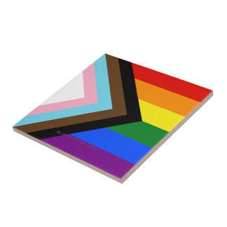 Azulejo De Cerâmica Bandeira do Orgulho Progressivo de SlipperyJoe sei