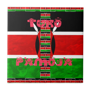 Azulejo De Cerâmica Bandeira do Quênia: Tuko Pamoja - Design de Arte U