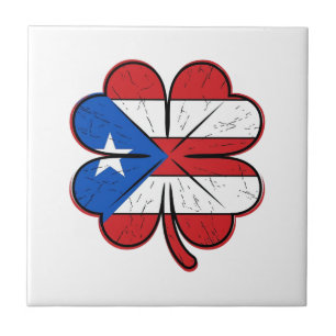 Azulejo De Cerâmica Bandeira do Trevo de Porto Rico Vetor de Gravação
