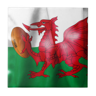 Azulejo De Cerâmica Bandeira do Welsh Dragon Rugby