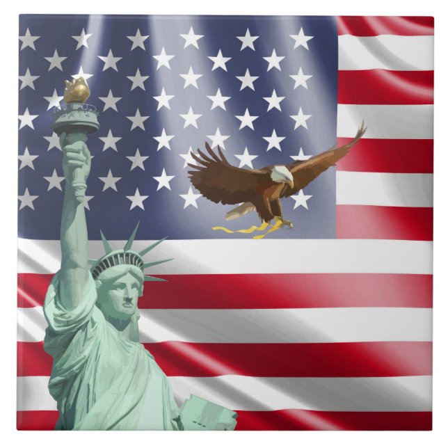 Azulejo De Cerâmica Bandeira dos EUA (Frente)