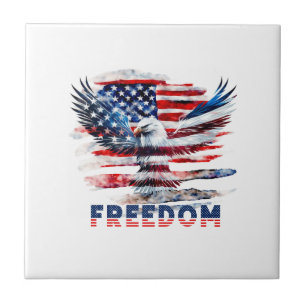 Azulejo De Cerâmica Bandeira e águia dos Estados Unidos.Liberdade.