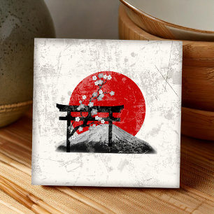 Azulejo De Cerâmica Bandeira e símbolos de Japão ID153