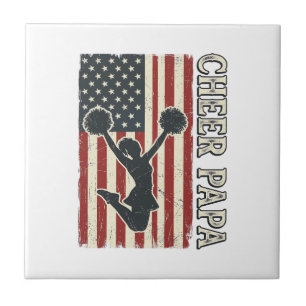 Azulejo De Cerâmica Bandeira EUA Papa Cheer Design Vintage Cheer_1