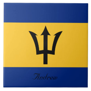 Azulejo De Cerâmica Bandeira feita sob encomenda de Barbados Trident